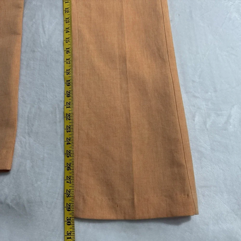 Etcetera Orange Linen Blend Trousers Size 6 Mid Rise Bootcut Dress Pant Tropical